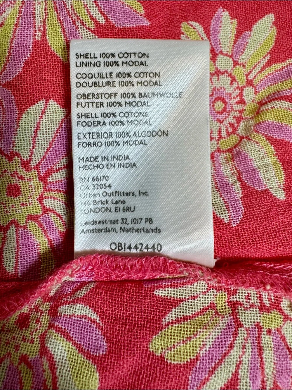 Free People Indigo Molly Tunic Dress Hollyhock Floral Pink Size M